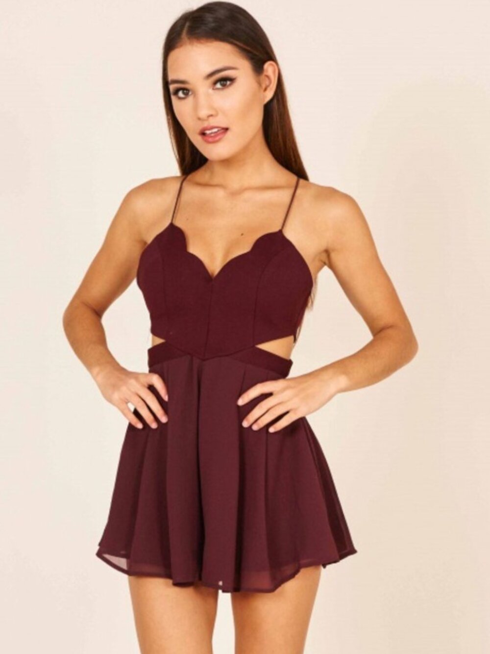 Burgundy Hello Molly Romper Size 8